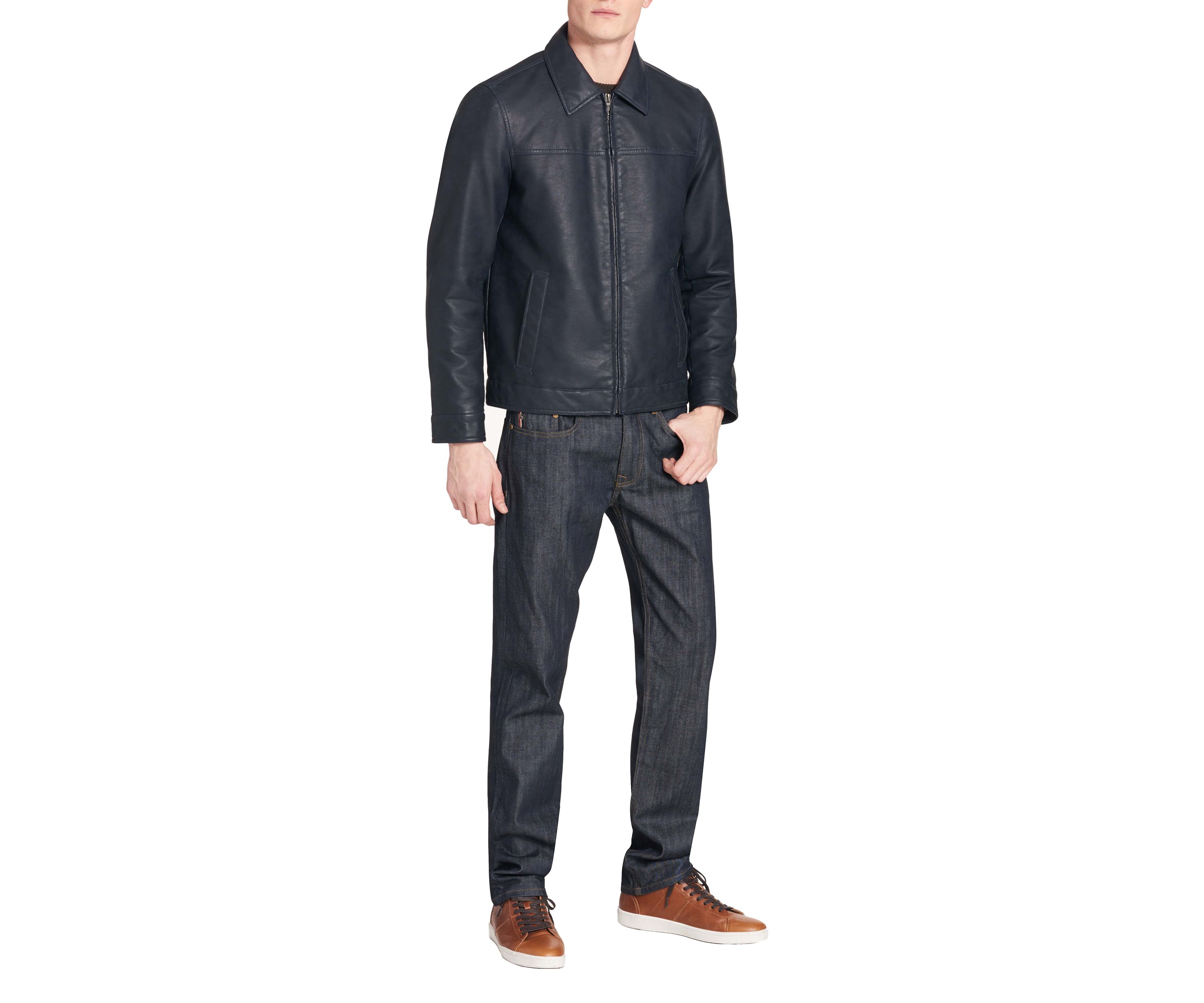 Collar Faux Leather Jacket