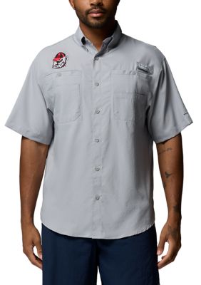 Columbia Men's NCAA CLG Tamiamiâ¢ Short Sleeve Shirt, Grey, Large