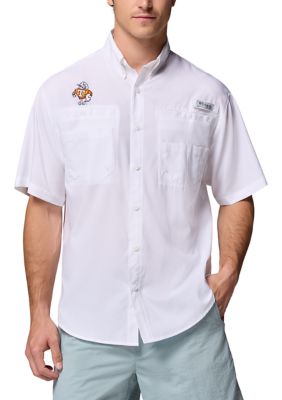 Columbia Men's NCAA CLG Tamiamiâ¢ Short Sleeve Shirt, White, 2XL
