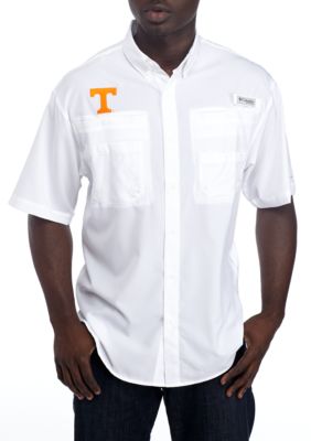 Columbia Men's NCAA CLG Tamiamiâ¢ Short Sleeve Shirt, White, Small