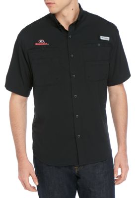 Columbia Men's NCAA CLG Tamiamiâ¢ Short Sleeve Shirt, Black, Small