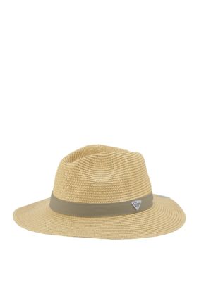 Columbia PFG Bonehead Straw Hat Fedora Fishing Hiking Size 0/S Decorative  Band