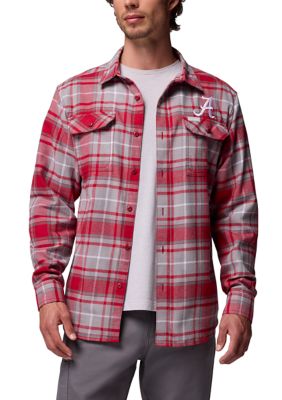 Columbia Men's NCAA Long Sleeve Collegiate Flannel Shirt, Red, XL
