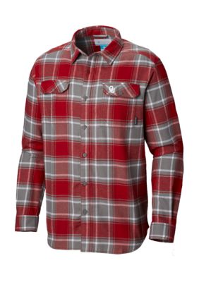 Columbia Men's NCAA Long Sleeve Collegiate Flannel Shirt, Red, XL
