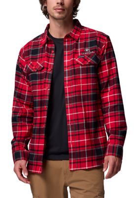 Columbia Men's NCAA Long Sleeve Collegiate Flannel Shirt, Red, Large