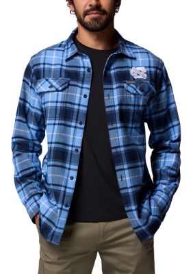 Columbia Men's NCAA Long Sleeve Collegiate Flannel Shirt, White, XL