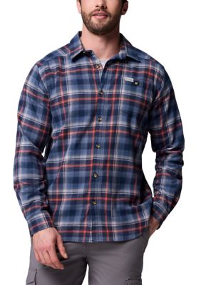 Columbia Men's Cornell Woodsâ¢ Flannel Long Sleeve Shirt, Navy Blue, Small