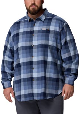 Columbia Men's Big & Tall Cornell Woodsâ¢ Flannel Long Sleeve Shirt, Navy Blue, 4XL