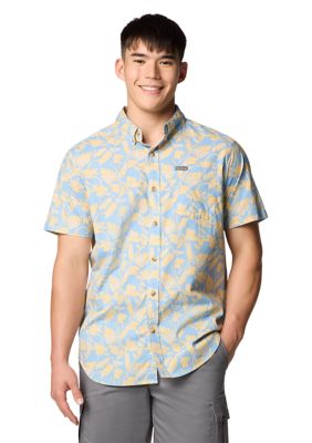 Columbia Men's Rapid Riversâ¢ Printed Short Sleeve Shirt, Blue, Small