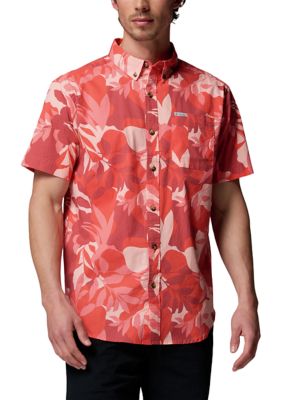 Columbia Men's Rapid Riversâ¢ Printed Short Sleeve Shirt, Red, 2XL