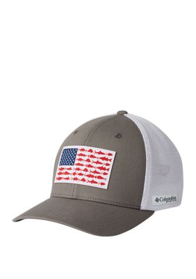 Columbia Men's PFG Meshâ¢ Fish Flag Ball Cap, White, S/M