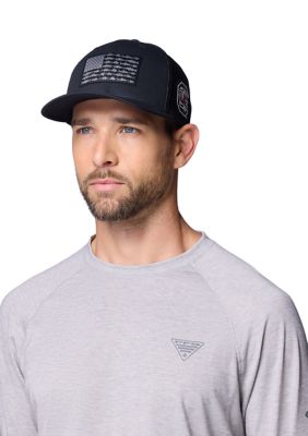 Columbia Men's NCAA CLG PFGâ¢ Mesh Fish Flag Ball Cap, Black, L-XL