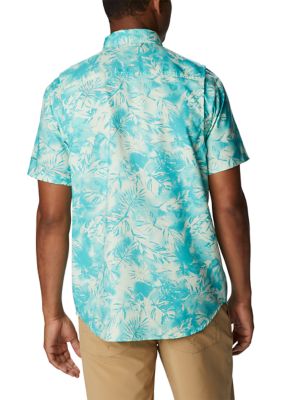 Columbia Men's Utilizer Printed Woven Short Sleeve Shirt, Green, Medium