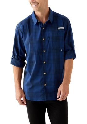 Columbia Men's Harbor Peakâ¢ Long Sleeve Shirt, Navy Blue, 2XL