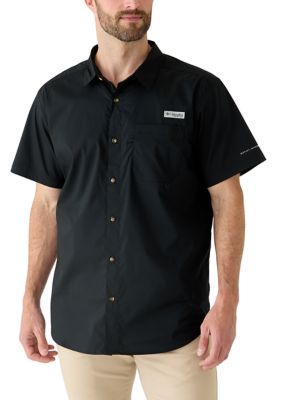 Columbia Men's PFG Harbor Peakâ¢ Solid Short Sleeve Shirt, Black, 2XL