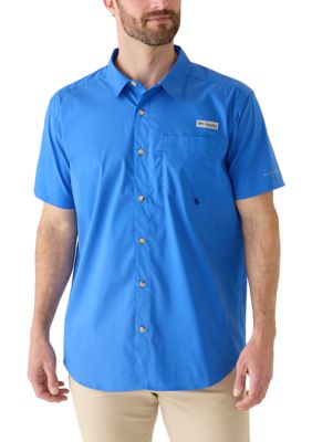 Columbia Men's PFG Harbor Peakâ¢ Solid Short Sleeve Shirt, Blue, 2XL