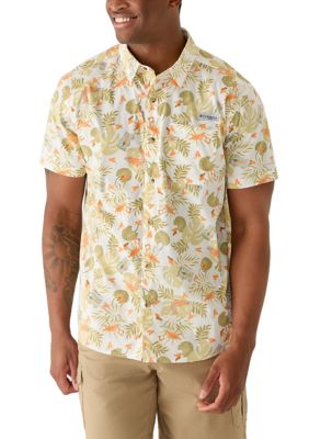Columbia Men's PFG Harbor Peak Printed Short Sleeve Shirt, 2XL