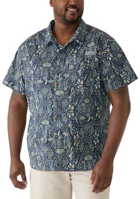 Columbia Men's Big & Tall Harbor Peakâ¢ Printed Short Sleeve Shirt, Navy Blue, 3X