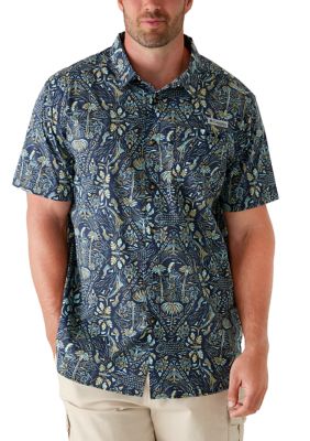 Columbia Men's Big & Tall Harbor Peakâ¢ Printed Short Sleeve Shirt, Navy Blue, XL Tall