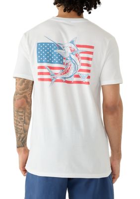 Columbia Men's Short Sleeve Americana Marlin Graphic Shirt, White, 2XL