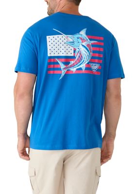 Columbia Men's Tall PFG Liberta Graphic T-Shirt, Blue, 3XL Tall