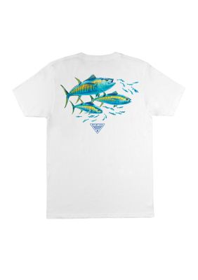 Columbia Men's PFG Short Sleeve Synchrony Graphic T-Shirt, White, 2XL
