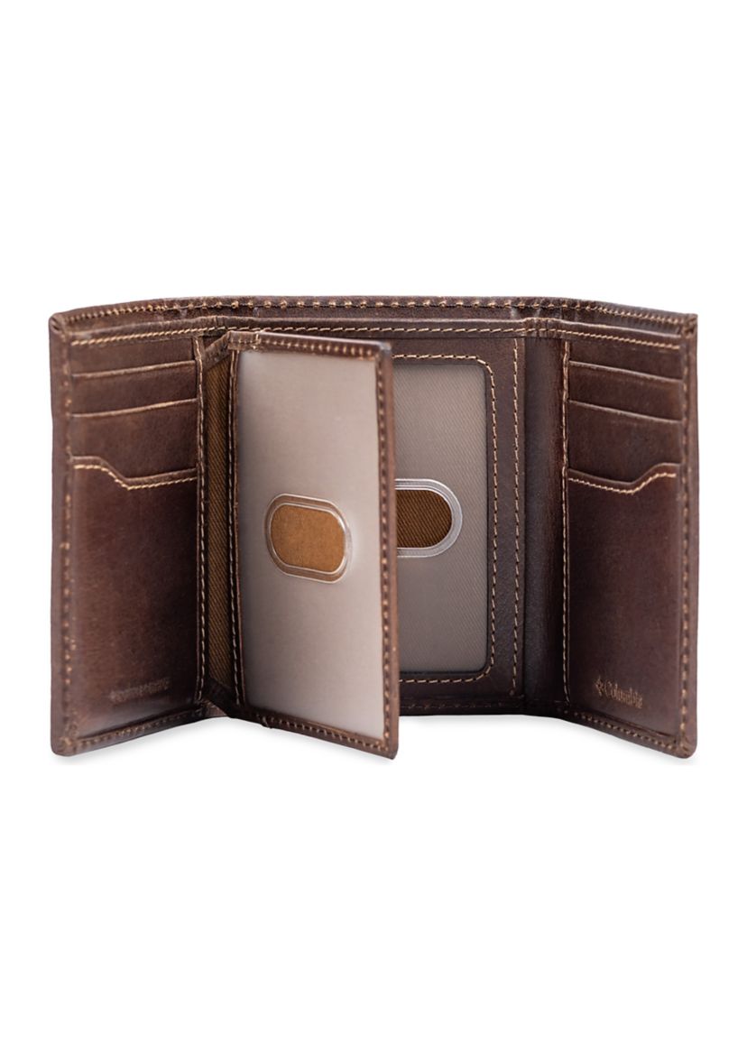 Leather Extra Capacity Trifold RFID Wallet 