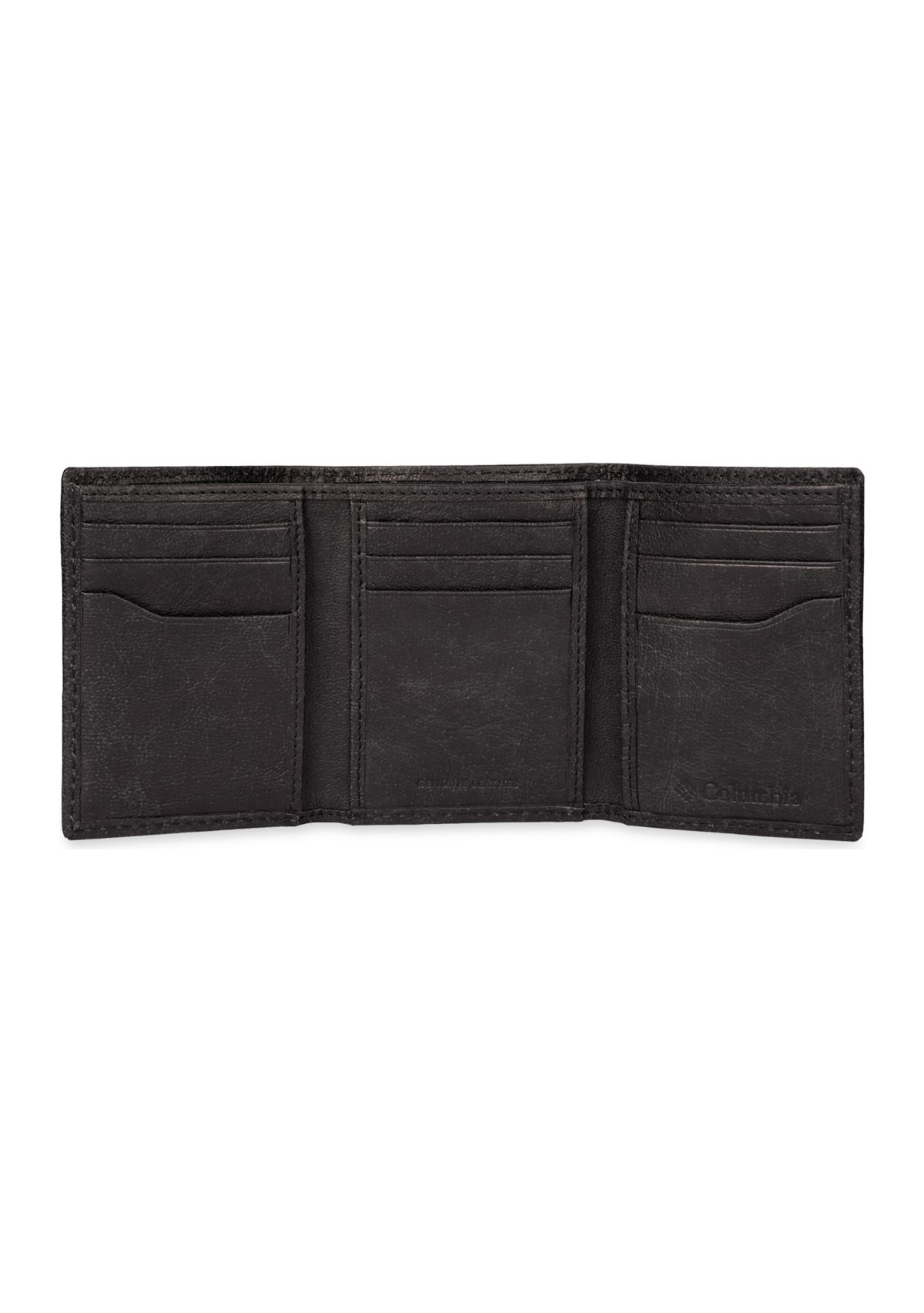 Leather RFID Trifold Wallet with Interior Zipper