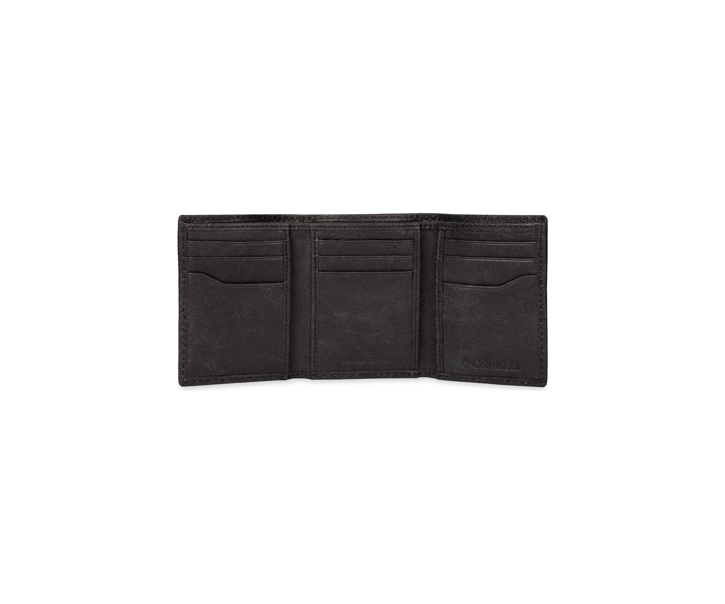 Leather RFID Trifold Wallet with Interior Zipper