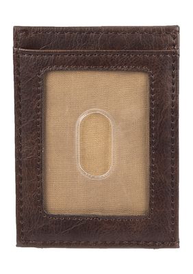 Cazoro Mens Leather Money Clip Magnet Front Pocket Wallet Slim ID Card Case