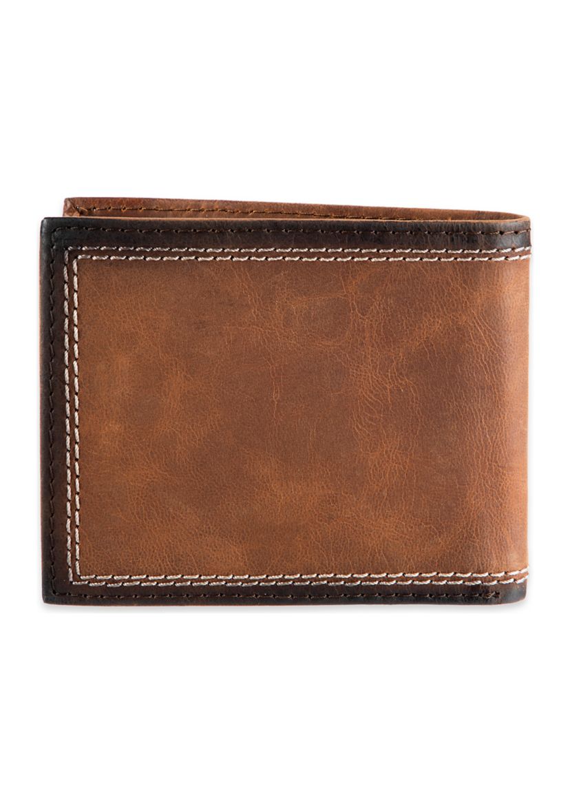 Leather Double Stitch Traveler RFID Wallet