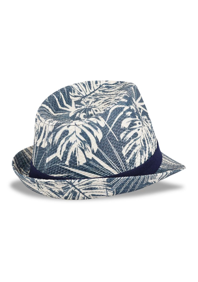 Tropical Printed Fedora with Twill Band