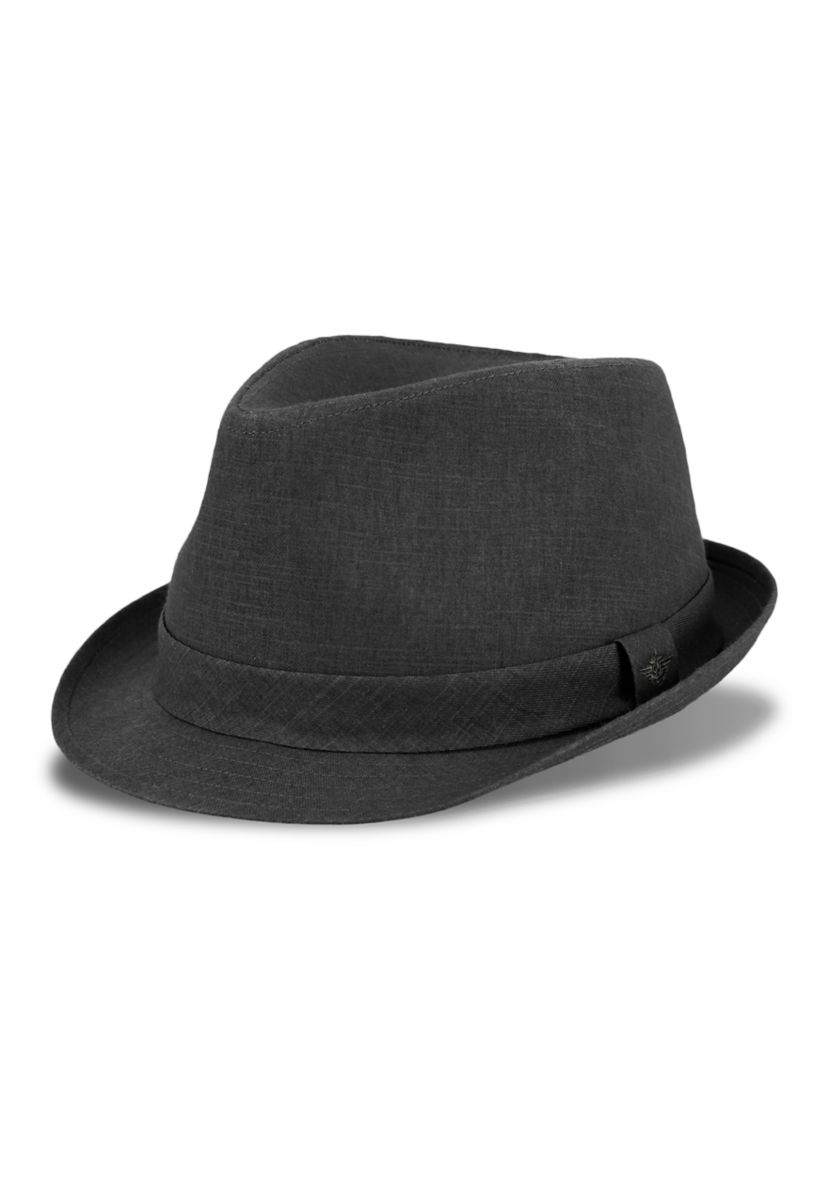 Linen Fedora Hat with Embroidered Logo