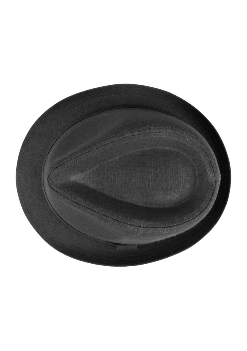 Linen Fedora Hat with Embroidered Logo