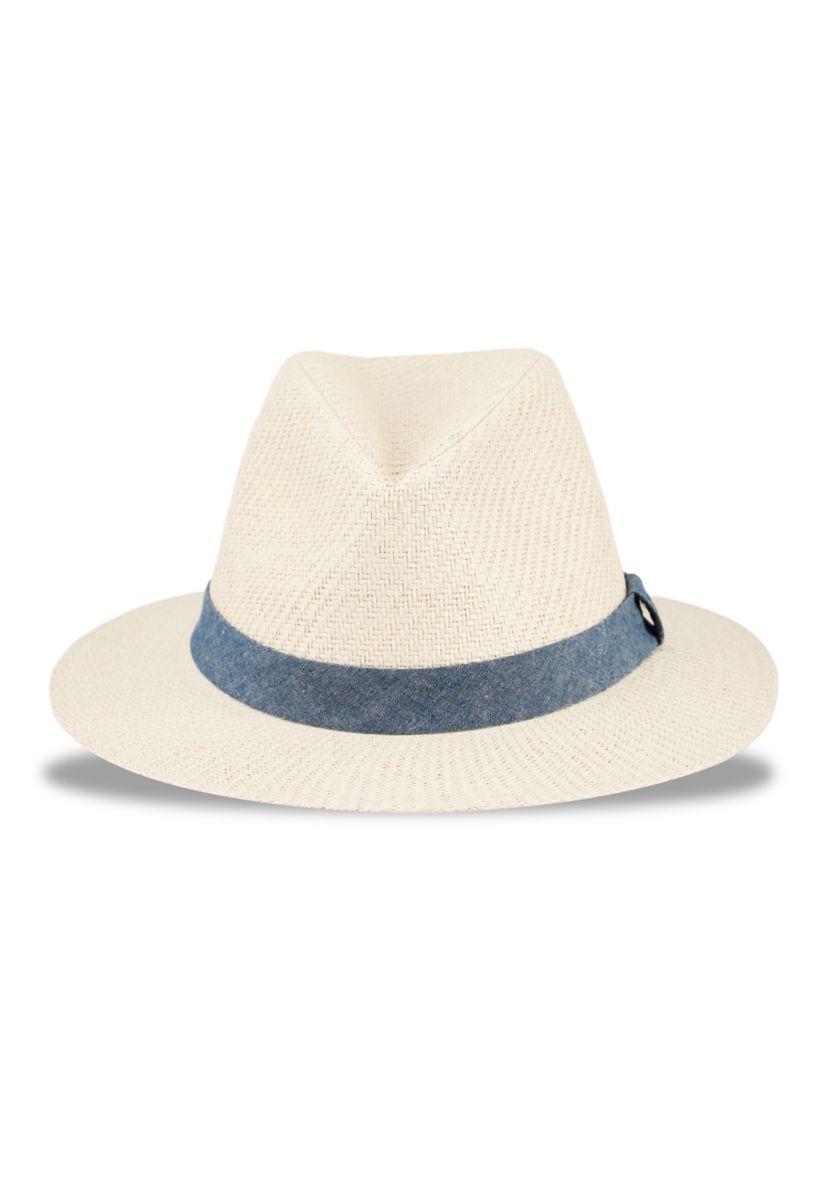 Panama Hat with Chambray Band