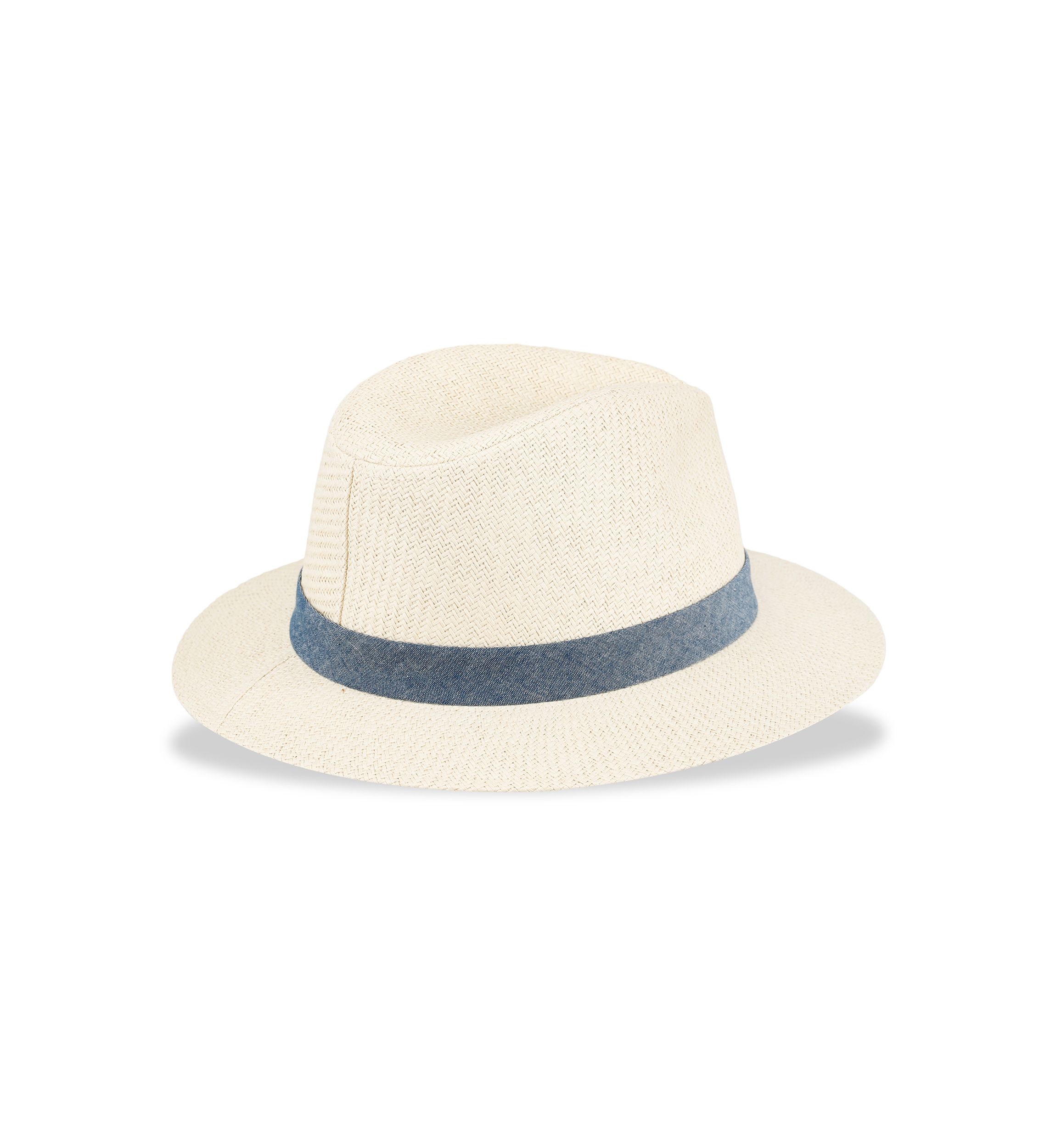Panama Hat with Chambray Band