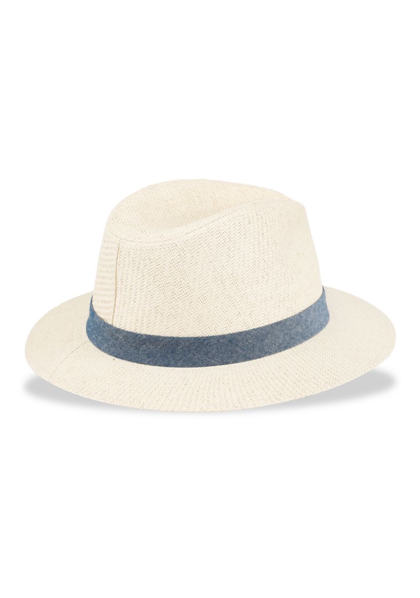 Panama Hat with Chambray Band