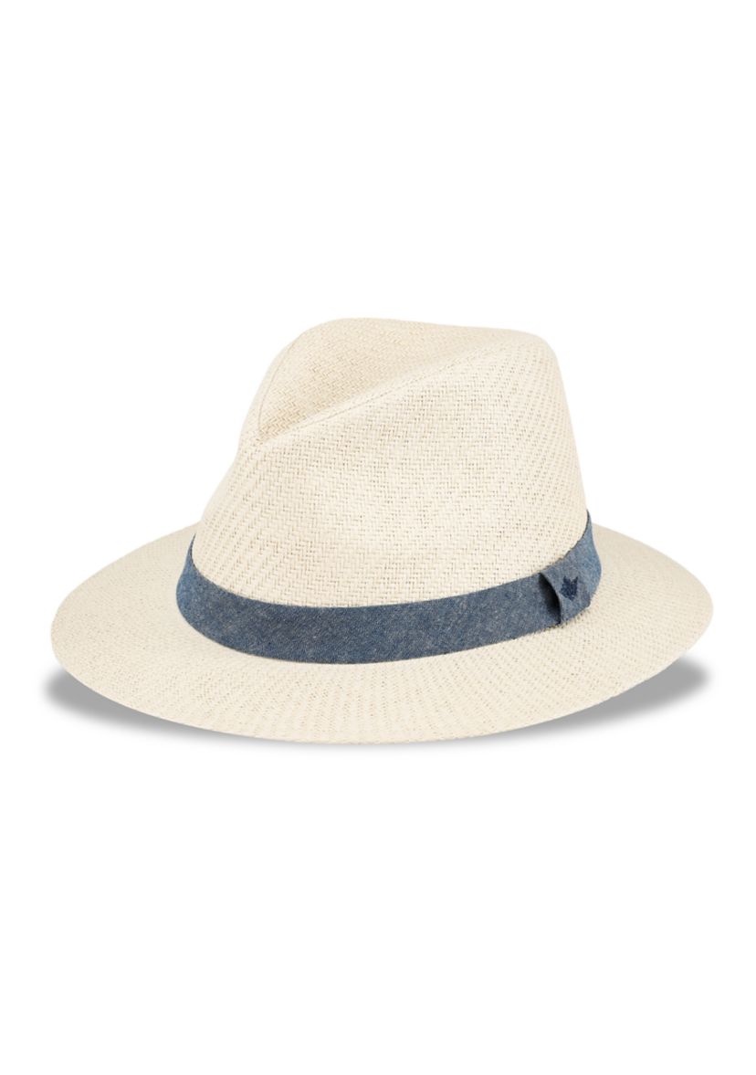 Panama Hat with Chambray Band