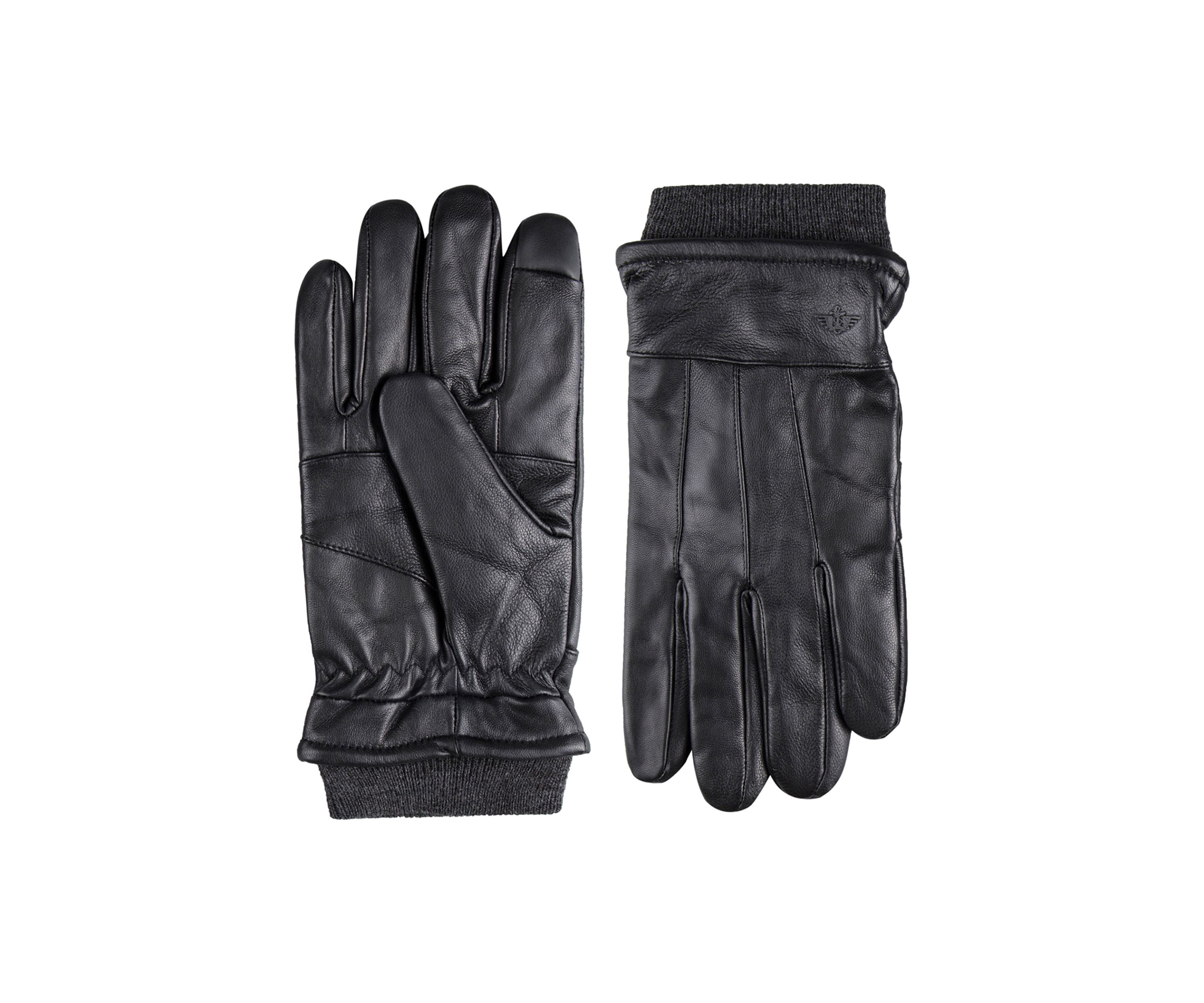 Leather Gloves with Knit Cuffs