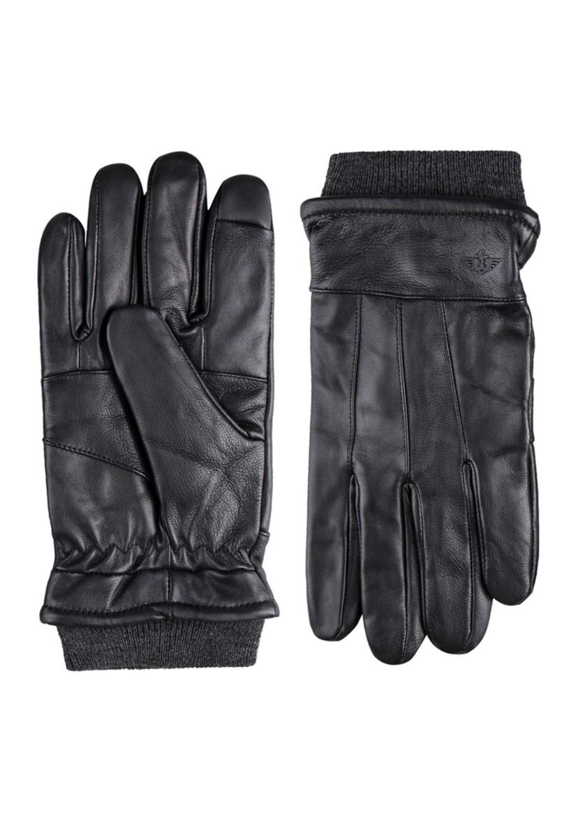 Leather Gloves with Knit Cuffs