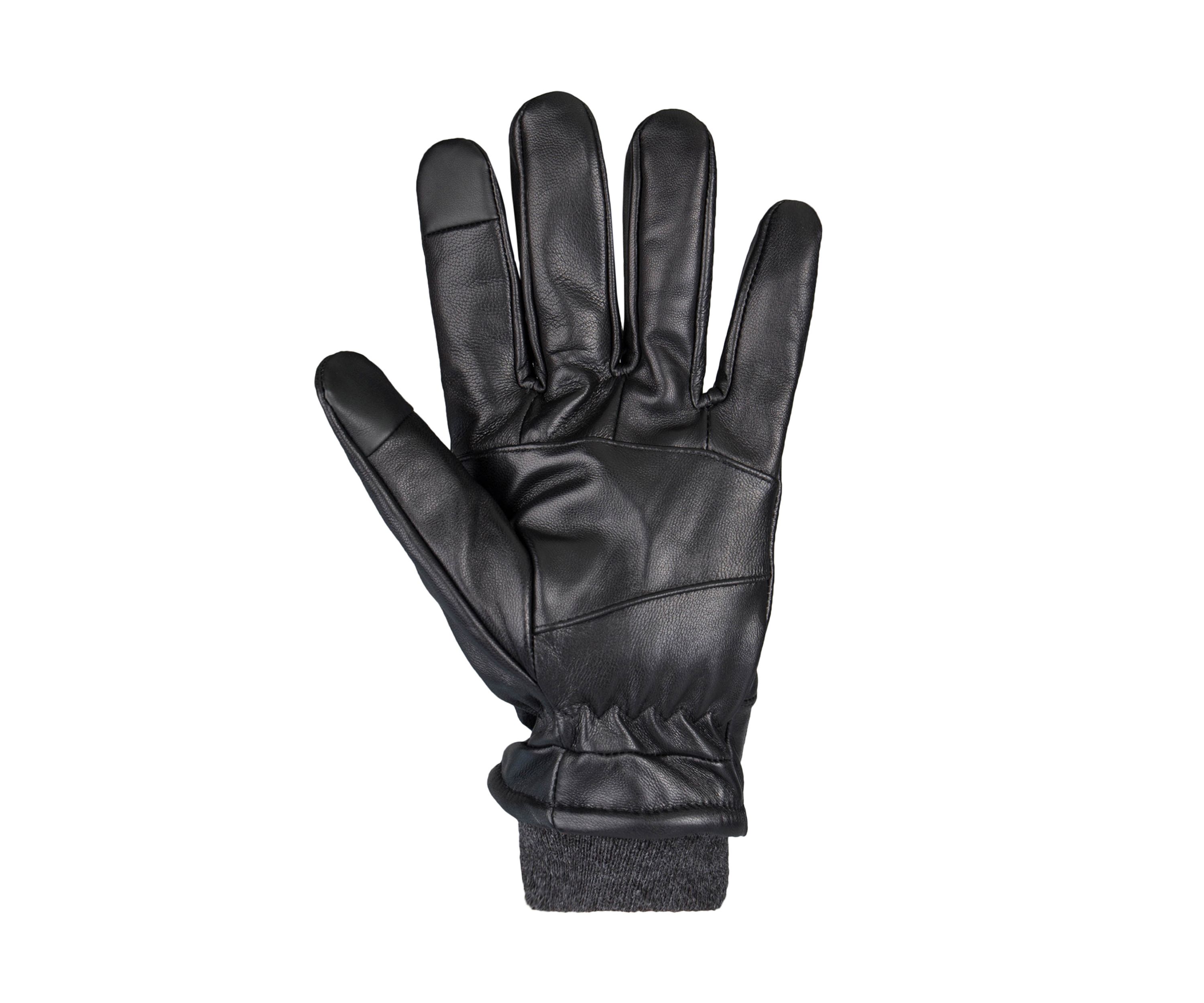 Leather Gloves with Knit Cuffs