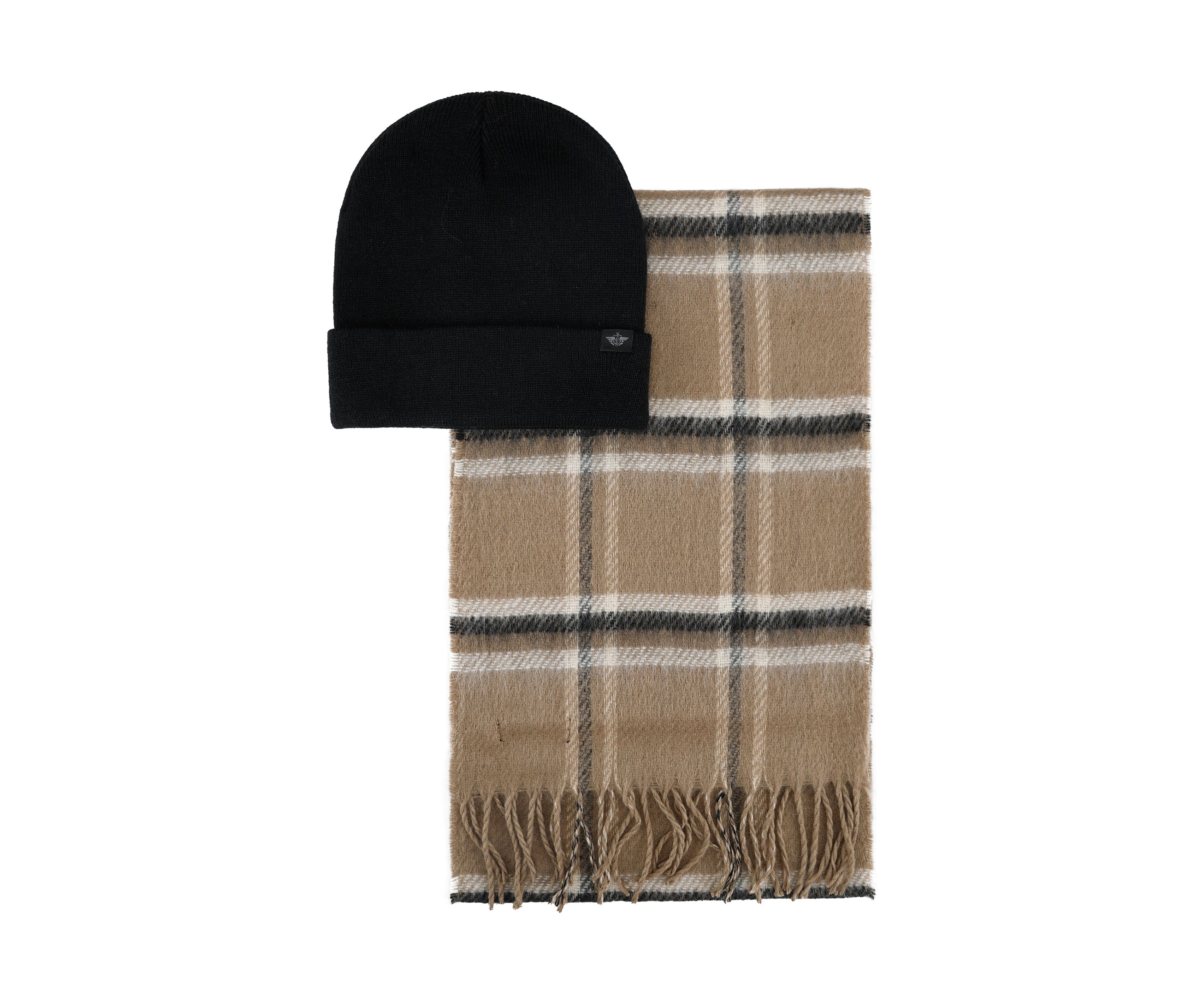 Beanie and Woven Scarf Set