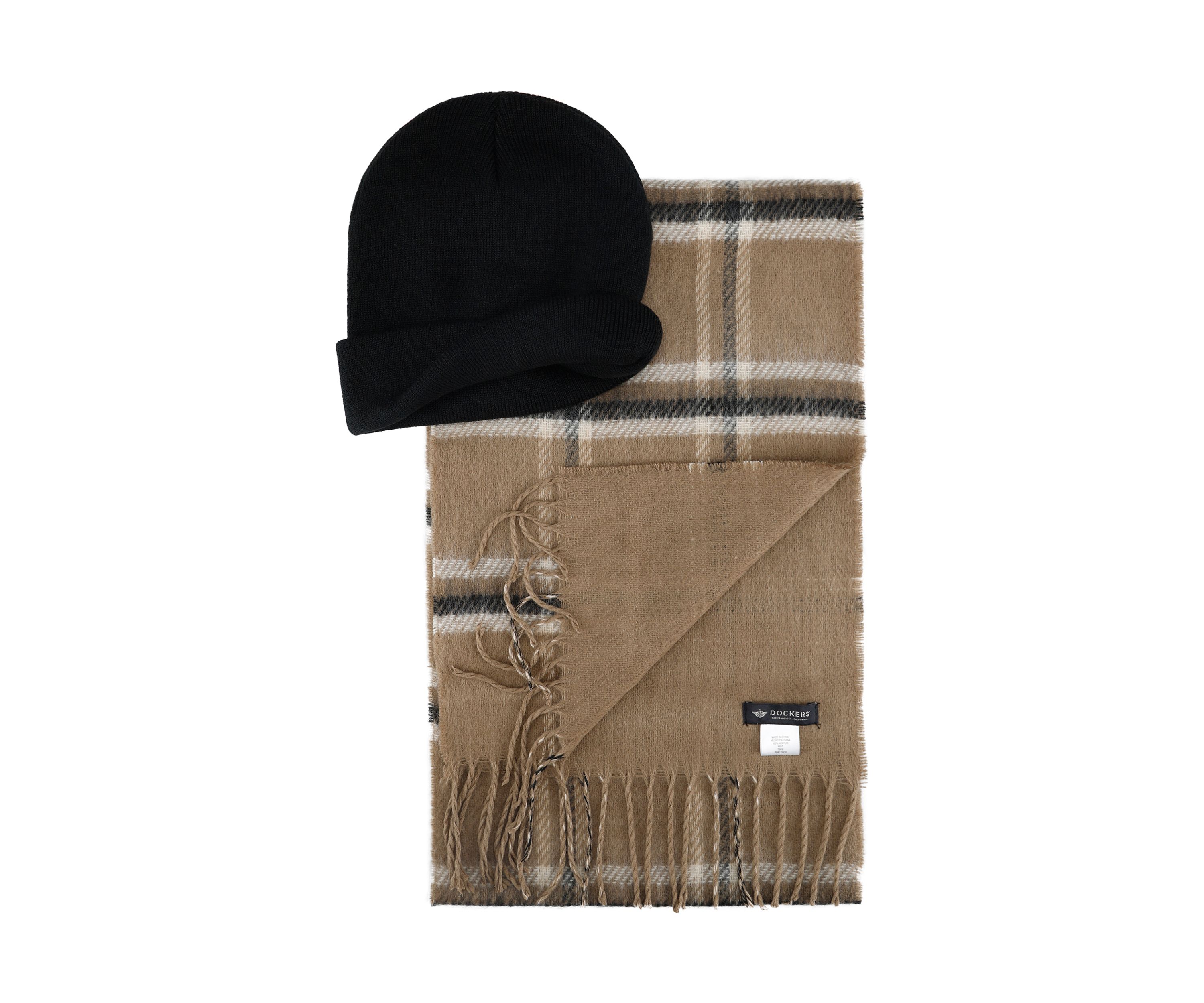 Beanie and Woven Scarf Set