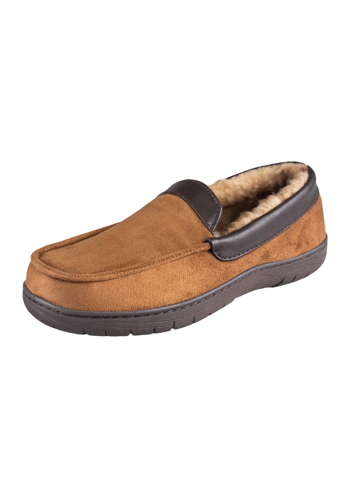 Moccasin Slippers with Polyurethane Leather Collar