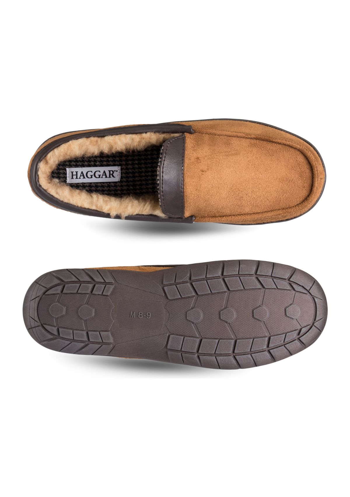 Moccasin Slippers with Polyurethane Leather Collar