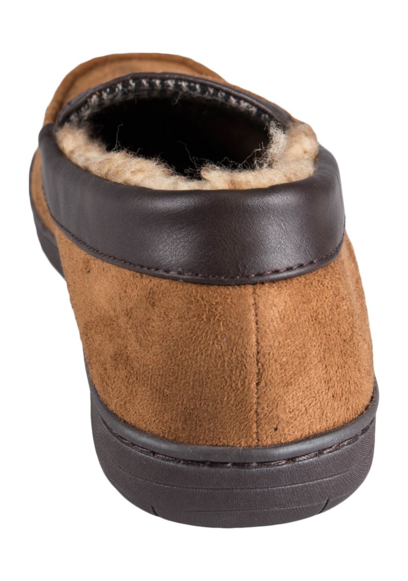 Moccasin Slippers with Polyurethane Leather Collar