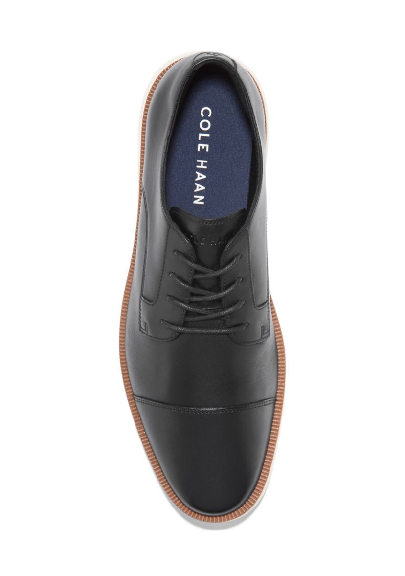 dress shoes cole haan Men's Modern Classics Cap Toe Oxfords C34136 Black Wp Leather piping details Men's Cole Haan Grand Wingtip