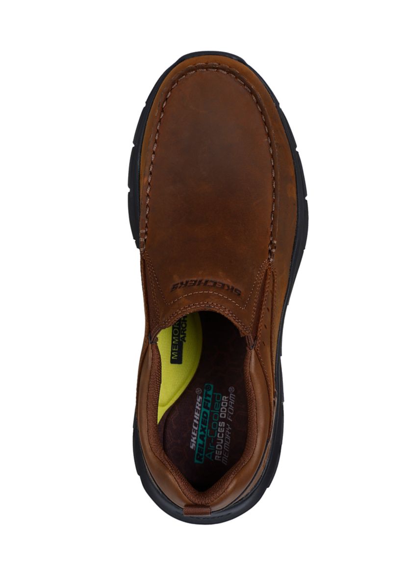 Skechers Zenfield Fredrick Dark Brown Leather Slip On Loafer Size 11 NEW In Box Men main image 2