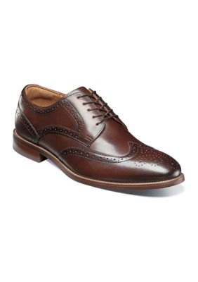 Scarpe Da Uomo Florsheim Rucci In Pelle Liscia Cognac Wingtip Derby (Taglia USA