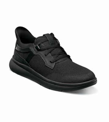 Florsheim Men's Fleet Knit Elastic Lace Slip On, Black, 10.5W